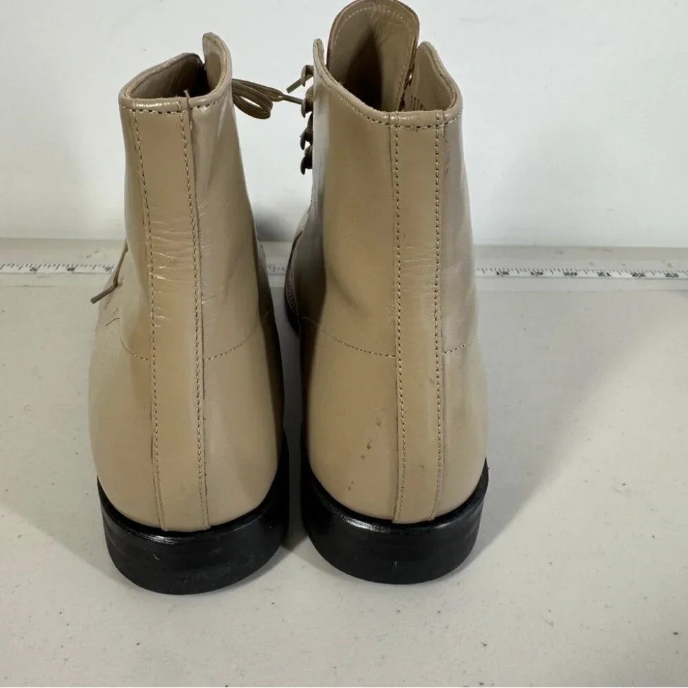 Stacy Adams Leather Upper Cap Toe Lace Up Boots Size 10 D Dress Shoes Formal